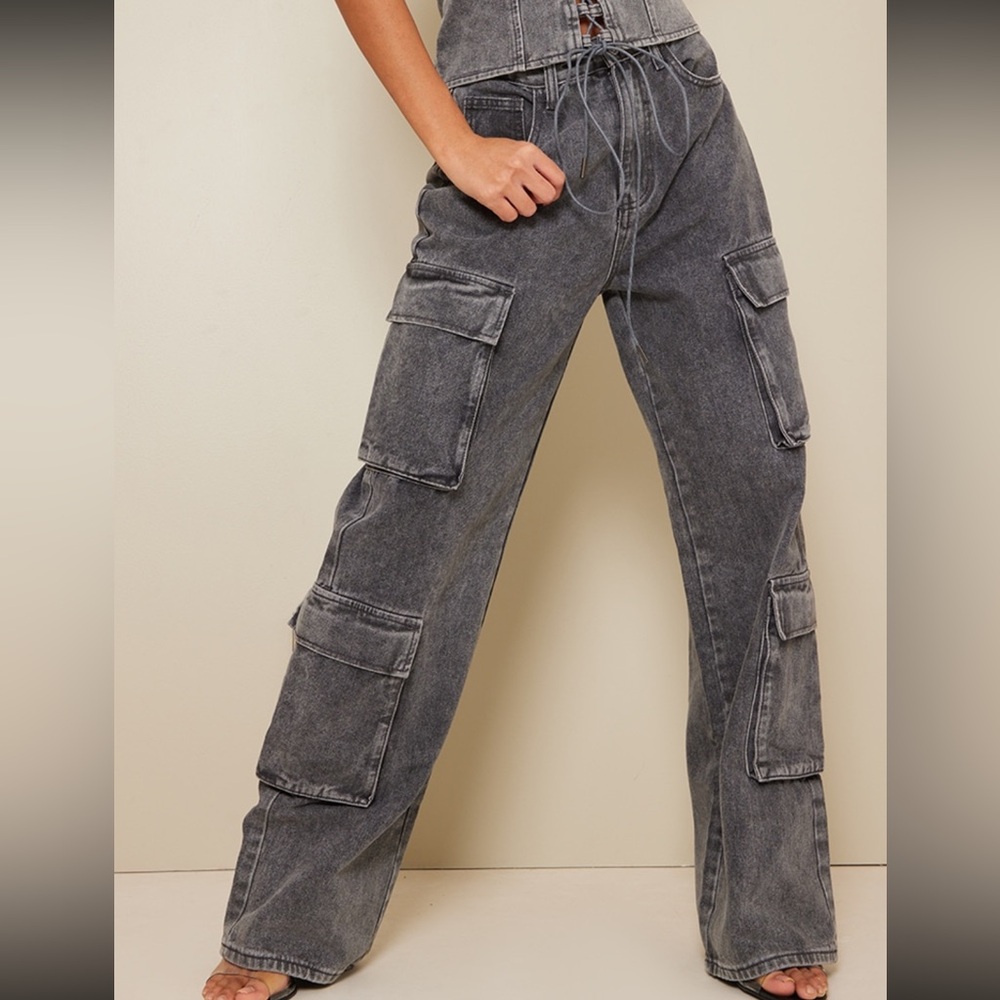 Grey Acid Wash Crago Jeans